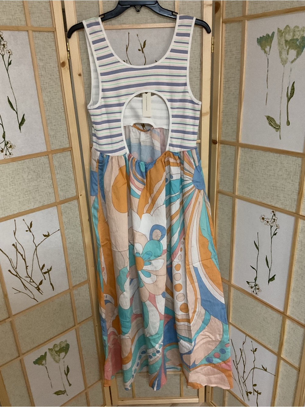 Boho Stripe & Floral Maxi Dress - Multicolor - Picture 2 of 3